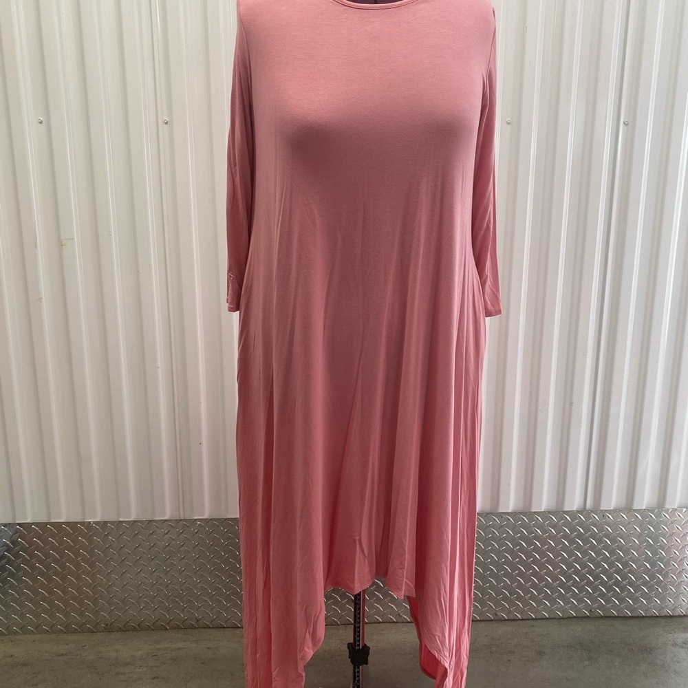 NWT Isaac Levi Pink Long Sleeve Maxi Dress w/2 Points in Size 2XL